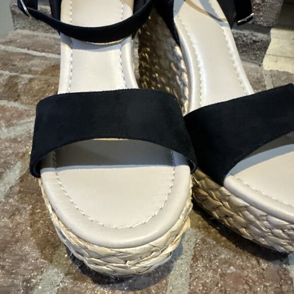 BP Ginny Espadrille Ankle Strap Wedge Sandal Women's Black Size 9 - Picture 13 of 16